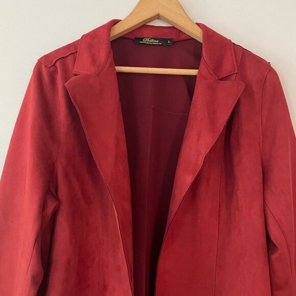 New Bellina Rust Red Faux Suede Blazer Jacket Size Large bin 3K - Picture 3 of 5
